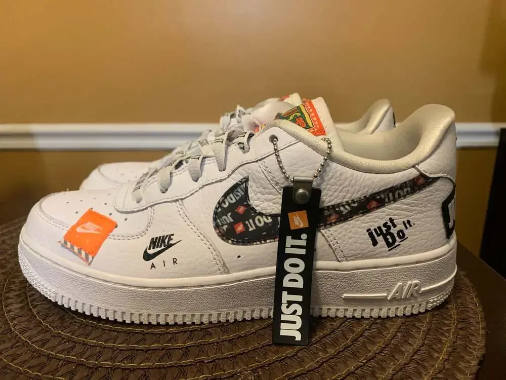 Nike Air Force 1 '07 PRM JDI 'Just Do It' White/Black-Total Orange 6.5Y